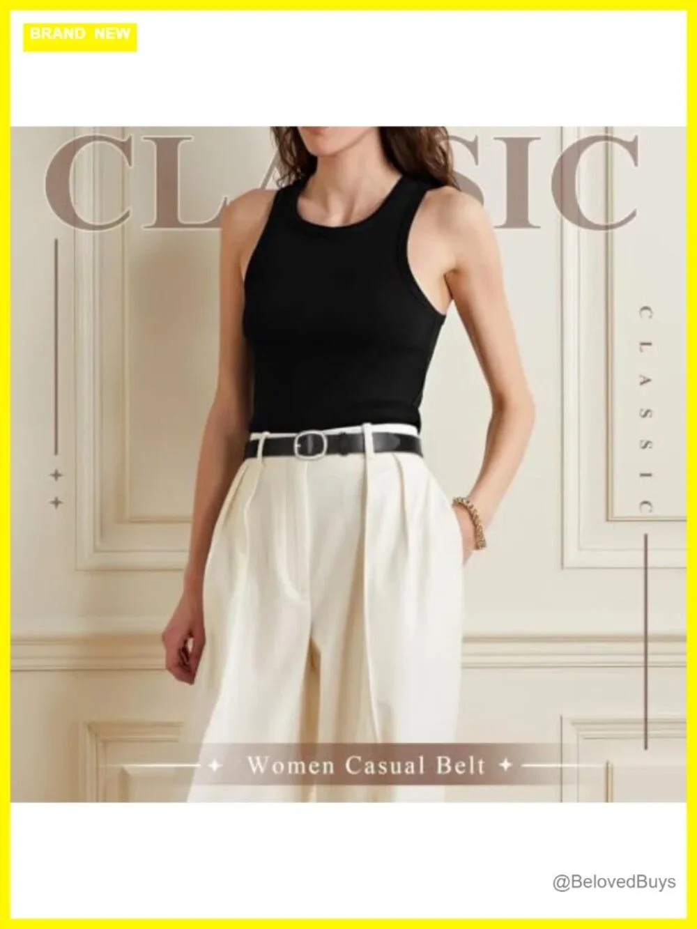 Faux Leather Belt for Women Gold Buckle Waist Belt Jeans Pants Dresses